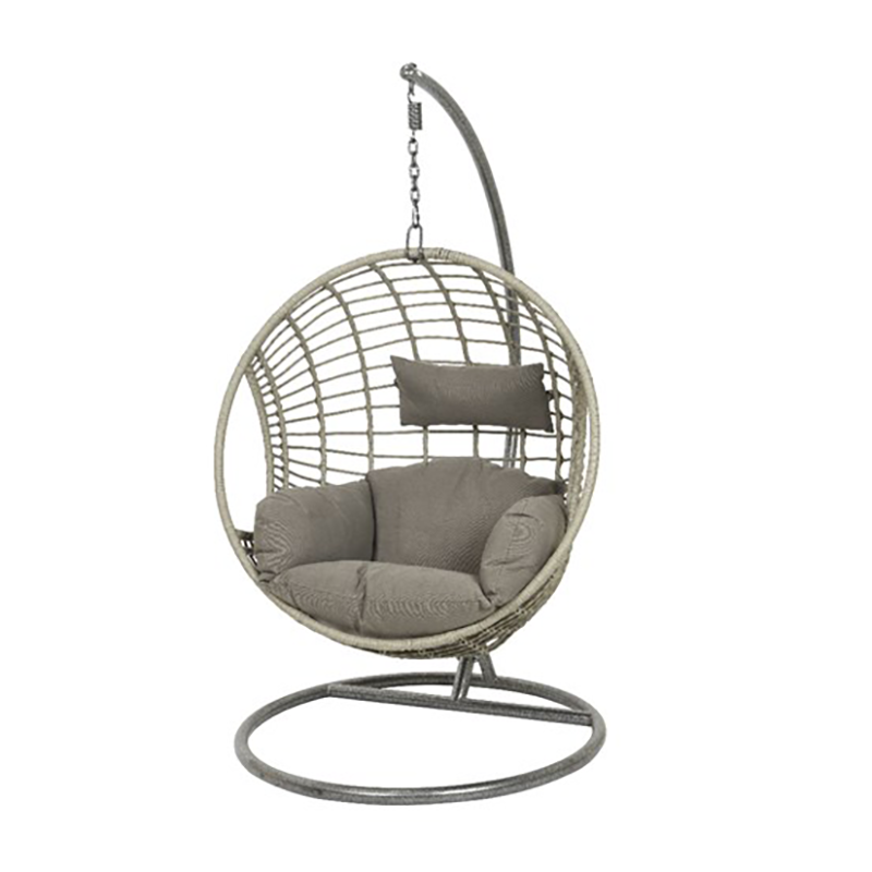 London Single Cocoon Hanging Chair - Grey & Dark Grey Cushions
