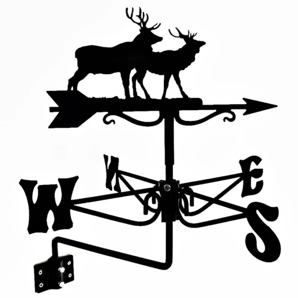 The black Espira stag mini weathervane is shown on a Z-stem against a white background