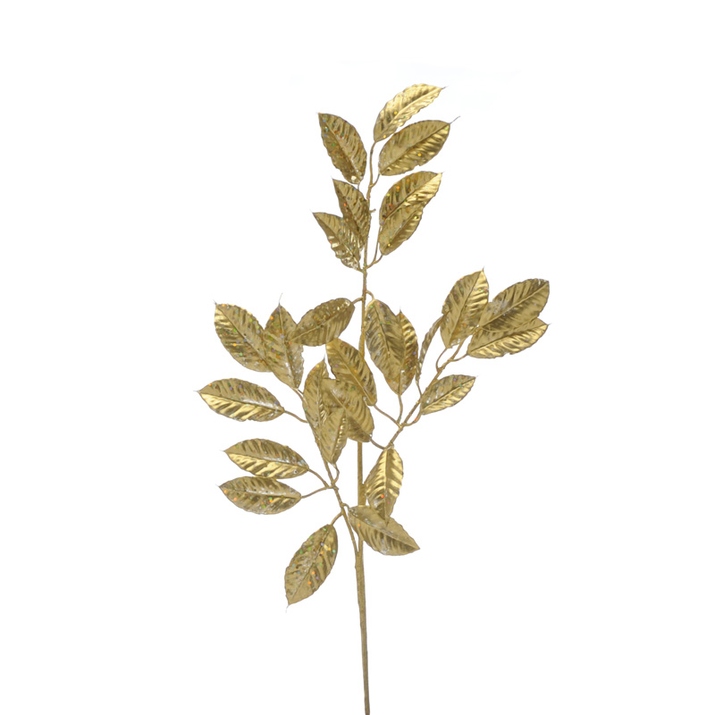 Festive Gold Metallic Leaf Stem 80cm