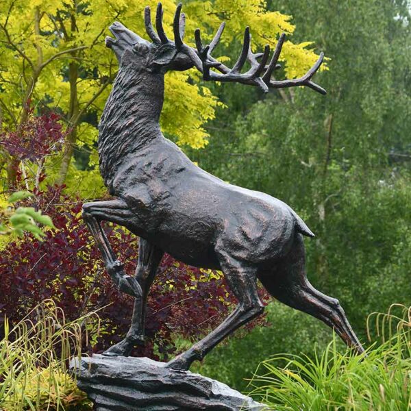 Home & Garden UK Red Deer On Rock Garden Statue