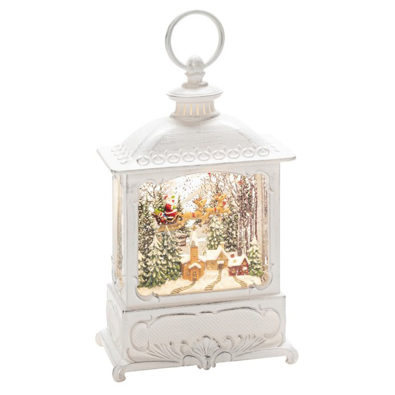 White Konstsmide Lantern Small Water LED Santa With Over Village